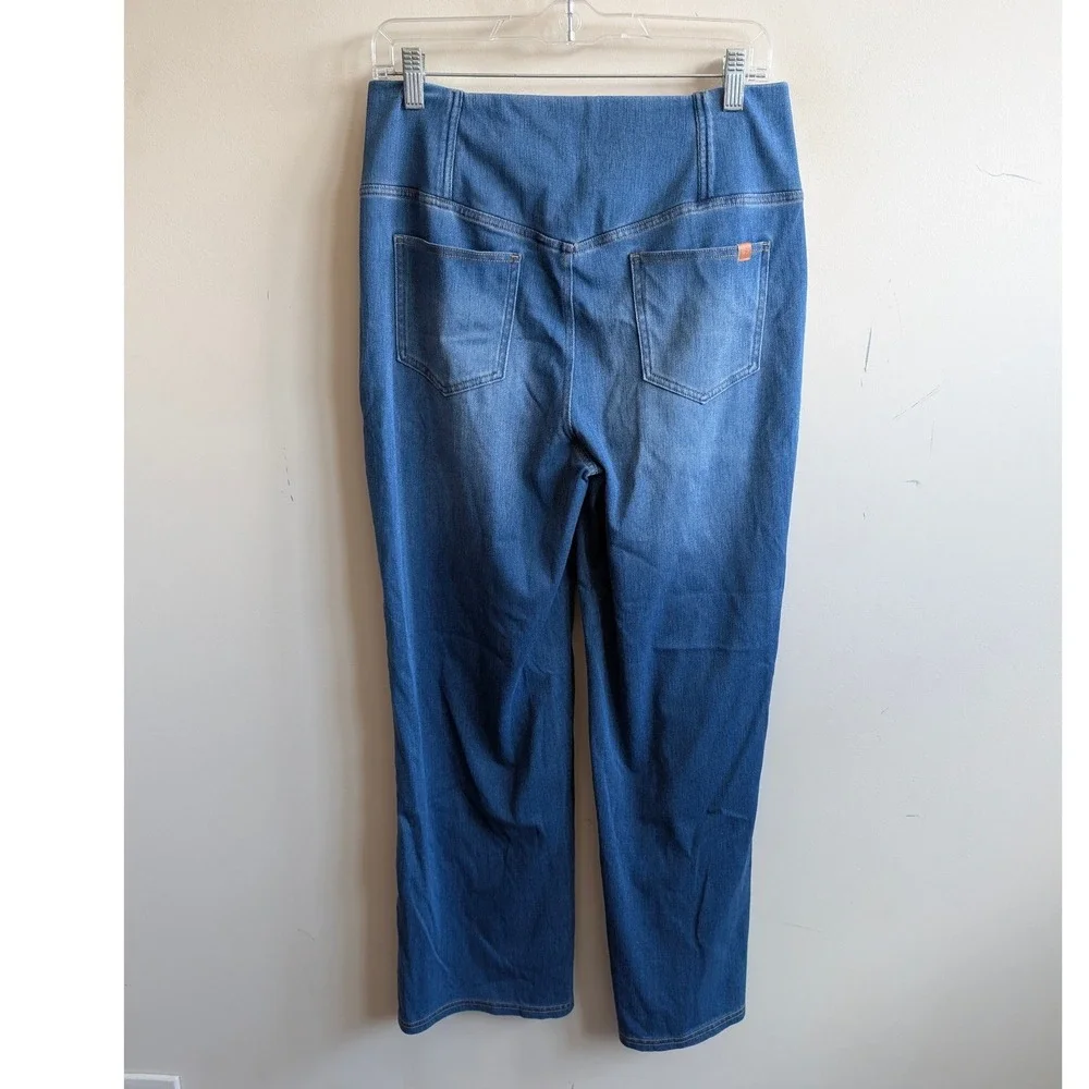 Halara Crossover Waist Wide Leg Jeans Medium Wash Blue Petite Large 02999327
